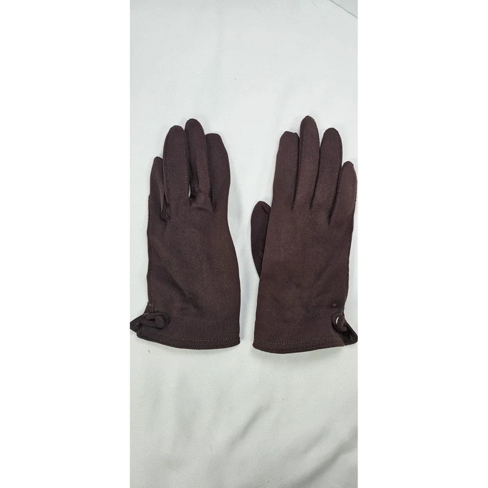 Vintage Van Raalte Harmonette Nylon Gloves Brown Ladies One Size USA Mid Century